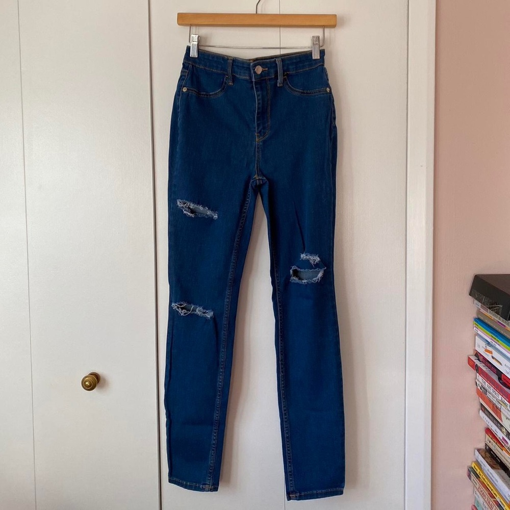 Free People Distressed Darkwash Denim Jeans